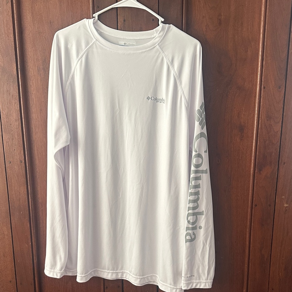 Columbia White Performance Long Sleeve with Subtle PFG Logo
